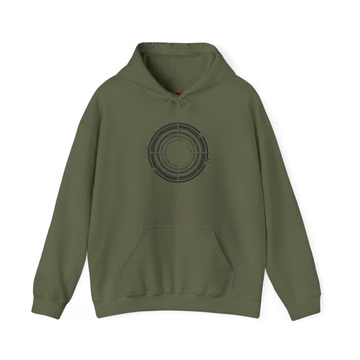 Concentric Circuit Graphic Hoodie — Minimal Tech Circle Design - Image 3